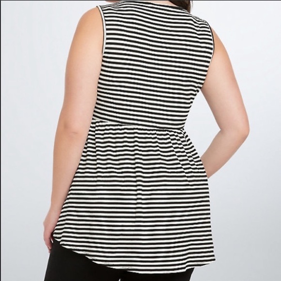 Torrid Striped Ribbed Babydoll Peplum Tank Top - Picture 2 of 4